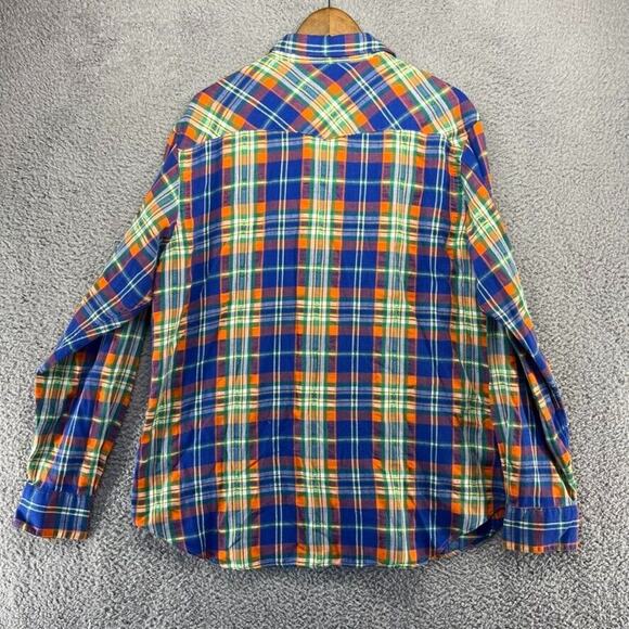 Vintage Ralph Lauren Shirt Men's Extra large Blue Orange Pearl Snap Western 90s - Picture 8 of 10